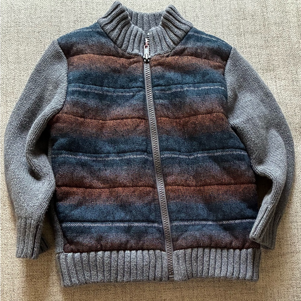 Cat & Jack Kids' Gray, dark blue and brown Quilted Jacket/Sweater
